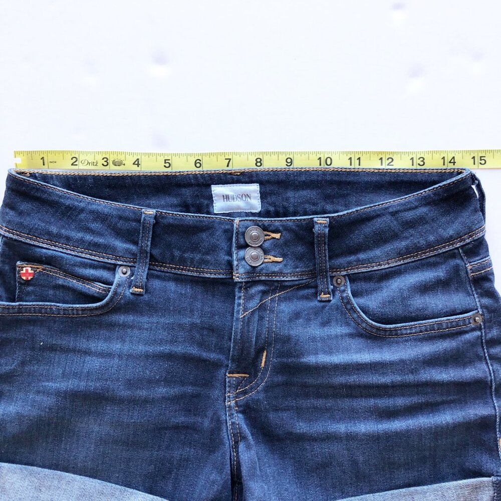 HUDSON Croxley Mid Thigh Dark Wash Rolled Hem Shorts Womens 26 - Picture 8 of 10